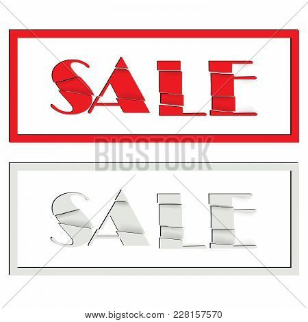 Banner For The Store With The Sale. The Inscription Is Red And Gray