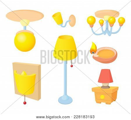 Room Light Icon Set. Cartoon Set Of Room Light Vector Icons For Web Design Isolated On White Backgro