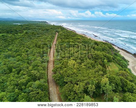 Rurual Road In Coastline Of Nicaragua. 4x4 Adventure In Rural Area