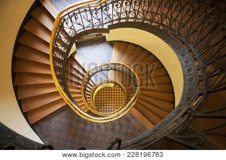 Spiral Staircase In The Old House In Warsaw