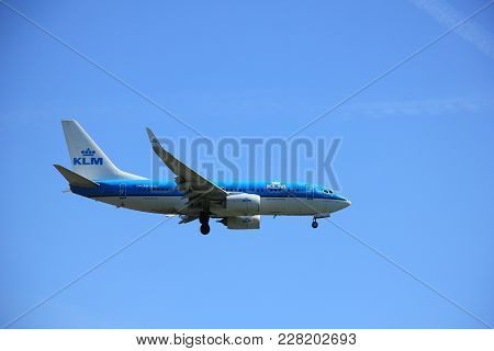 Amsterdam The Netherlands - May, 5th 2016:  Ph-bgu Klm Royal Dutch Airlines Boeing 737  Approaching 