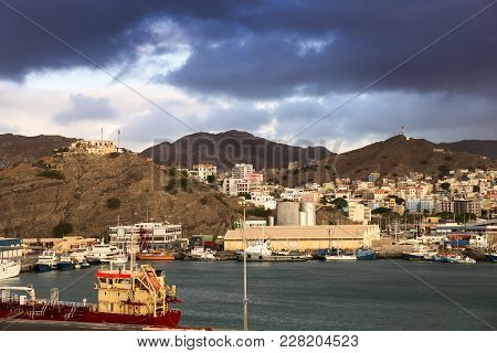 Harbor Of Mindelo On The Sao Vicente Islandin Cape Verde - Republic Of Cabo Verde. View From Cruise 