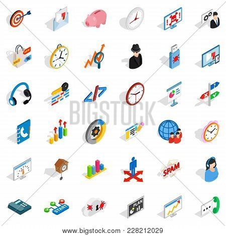 Worksite Icons Set. Isometric Set Of 36 Worksite Vector Icons For Web Isolated On White Background