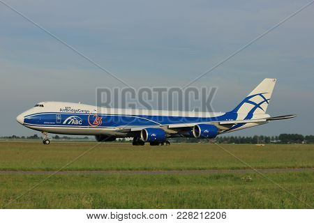 Amsterdam, The Netherlands  -  June 2nd, 2017: Vq-blr Airbridgecargo Boeing 747 Taking Off From Pold