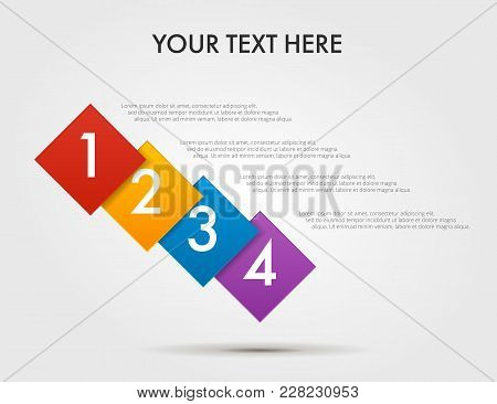 Angle Infographics Step By Step In A Series Of Squares, Vertical Composition. Element Of Chart, Grap