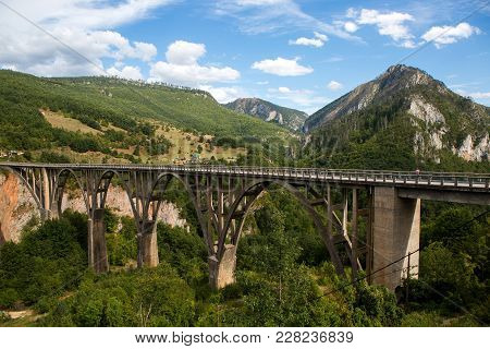 Big Bridge In Montenegro Across The River In Autumn