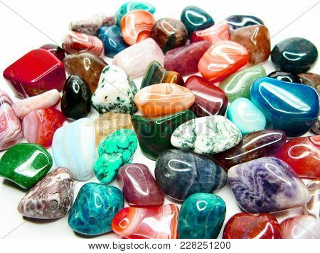 Amethyst Quartz Avanturine Sodalite Garnet Semigem Crystals Geological Mineral Set Isolated