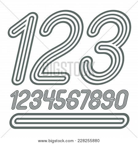 Set Of Stylish Disco Vector Digits, Modern Numerals Collection. Funky Cursive Numerals From 0 To 9 B