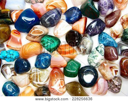 Amethyst Quartz Avanturine Sodalite Garnet Semigem Crystals Geological Mineral Set Isolated