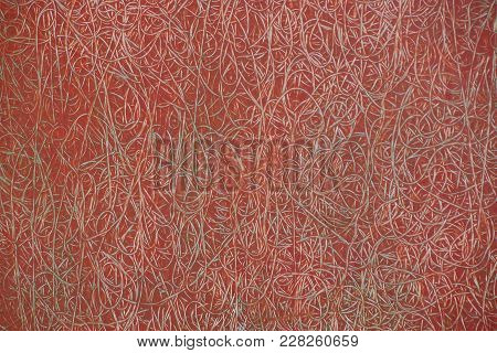 Red Wall Of Plastic With Straw In Frozen Glue