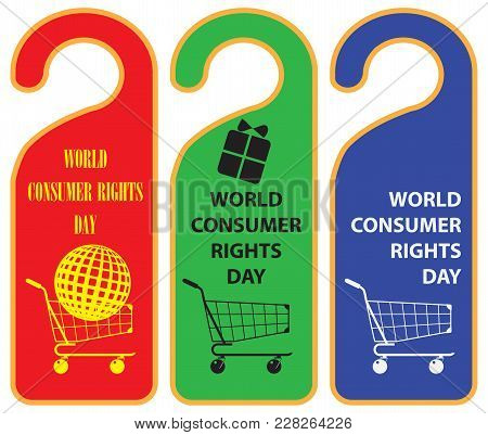 Reminder Tags For World Consumer Rights Day. Vector Illustration.