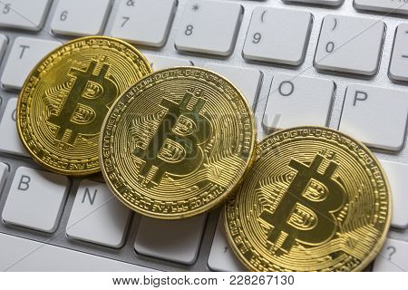 Bitcoin Gold Coin. Cryptocurrency Concept. Virtual Currency Background