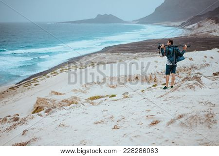 Photographer Admitting Unique Others Worldly Landscape Of Sand Dunes Volcanic Cliffs On The Atlantic