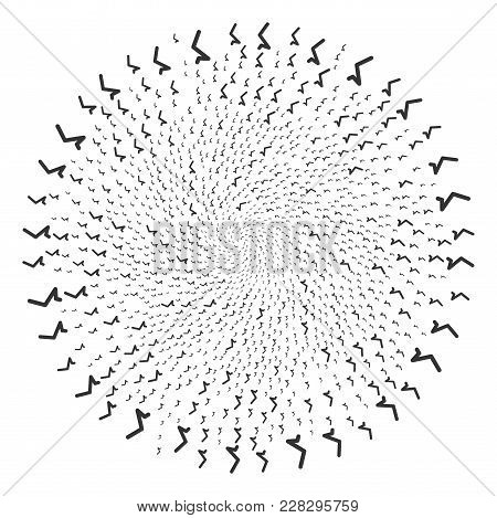 Sqrt Swirl Twist. Object Cluster Organized From Scattered Sqrt Symbols. Vector Illustration Style Is