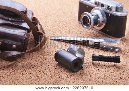 Gadgets And Accessories For Men On Light Wooden Background. Fashionable Men S Lighter, Stainless Hip