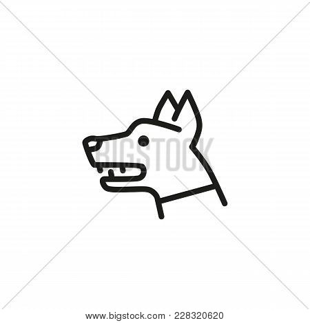 Line Icon Of Beware Of Dog Sign. Danger, Secured Area, Police Dog. Warning Signs Concept. Can Be Use