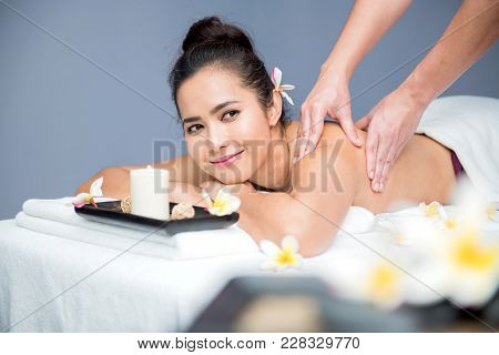 Spa And Thai Massage, Beautiful Women Relaxing And Healthy Of Aromatherapy