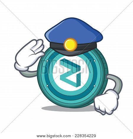 Police Zilliqa Coin Character Cartoon Vector Illustration