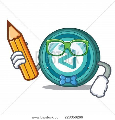 Student Zilliqa Coin Character Cartoon Vector Illustration