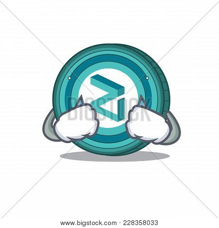 Crying Zilliqa Coin Macot Cartoon Vector Illustration