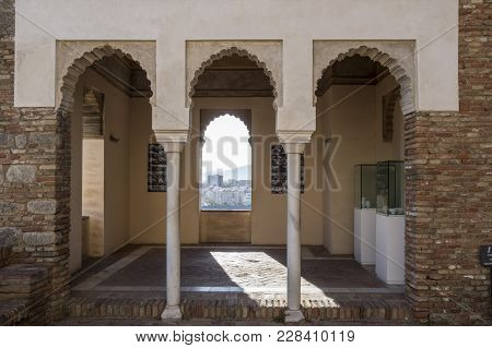 Malaga, Spain- January 22,2018: Historic Monument, La Alcazaba,palatial Fortification.malaga, Spain.