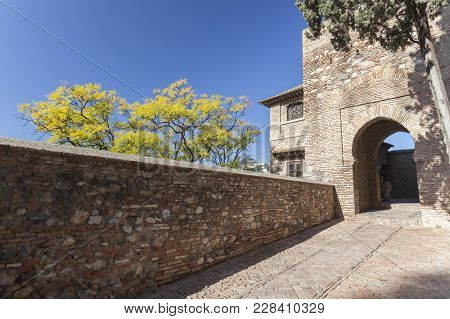 Malaga, Spain- January 22,2018: Historic Monument, La Alcazaba,palatial Fortification.malaga, Spain.