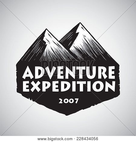 Logo Design For Mountain Sport Adventure, Camping, Campfire, Vintage Illustration Vector Template Ic