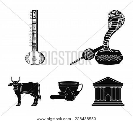 Country India Black Icons In Set Collection For Design.india And Landmark Vector Symbol Stock  Illus