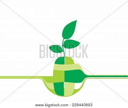 Abstraction Logo Emblem Ecology Leaves Earth Imitation Greenery Planet