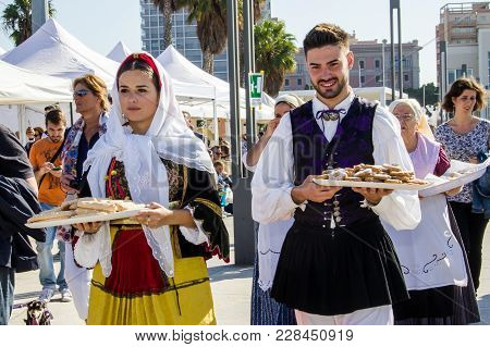 Cagliari, Italy - October 28, 2017: Invitas, Sardinia Of Traditions, Performances And Food, At The M