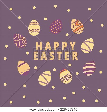 Easter Egg Icons Collection In Doodle Style. Hand Drawn Illustration. Banner Background.