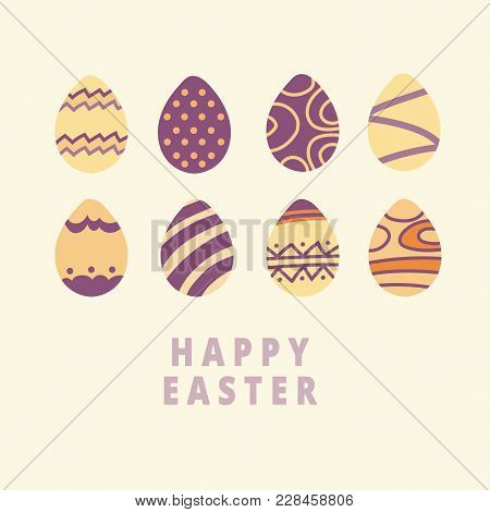 Easter Egg Icons Collection In Doodle Style. Hand Drawn Illustration. Banner Background.