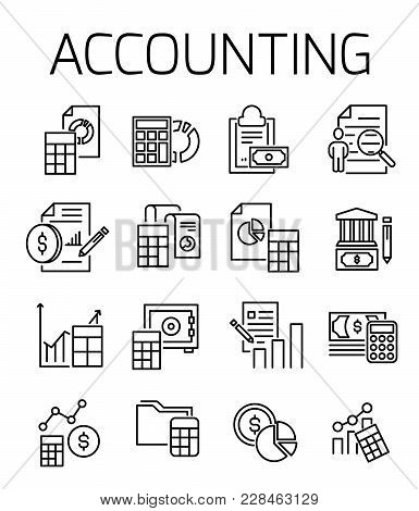 Accounting Related Vector Icon Set. Well-crafted Sign In Thin Line Style With Editable Stroke. Vecto