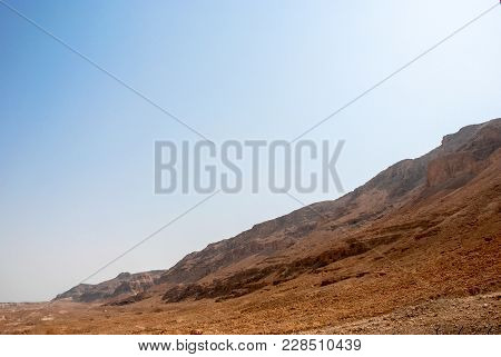 Horizontal Picture Of  Judaean Desert Close To Dead Sea In Massada, Israel