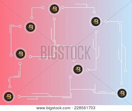 Bytecoin Cryptocurrency Blockchain Background Style Vector Illustration