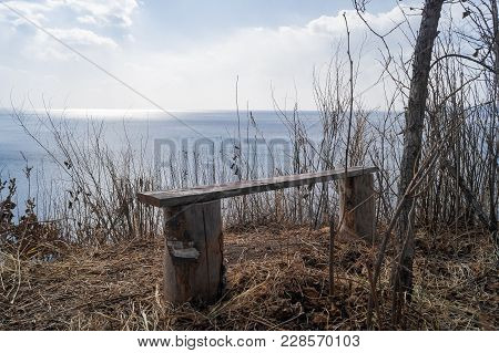 The Bench At The Height And The View Of The Ocean From Above