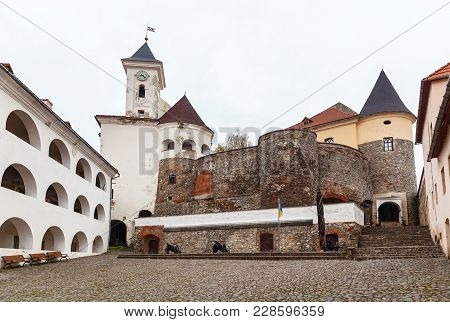 Mukachevo, Ukraine October 5, 2017: An Courtyard Of The Castle Palanok, Mukachevo Ukraine. Monuments