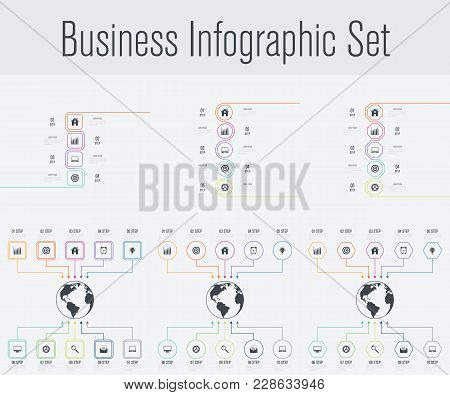 Set With Infographics. Data And Information Visualization. Template. Stock Vector. Dynamic Infograph