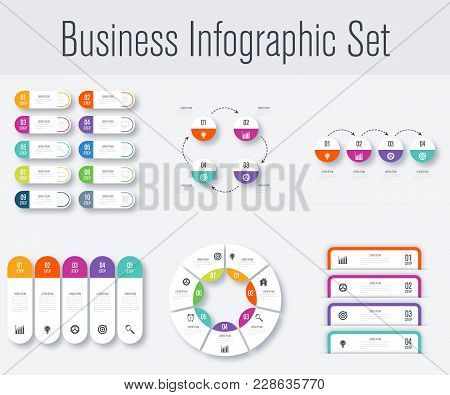 Set With Infographics. Data And Information Visualization. Template. Stock Vector. Dynamic Infograph