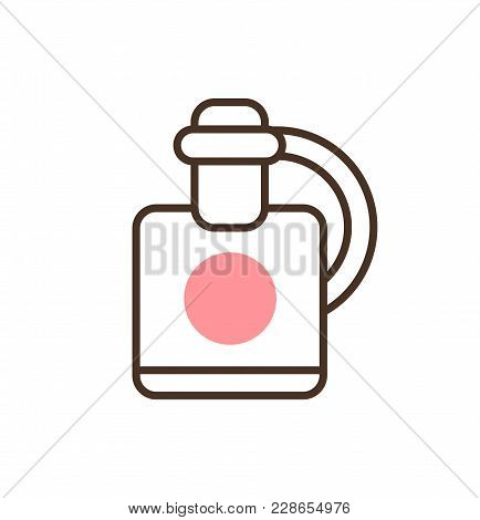 Pretty Bottle Pattern Colorful Vector Illustration With White Vial, Black Border, Pink Rounded Stick