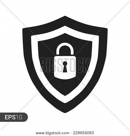 Abstract Security Vector Icon Illustration Isolated On White Background. Shield Security Icon. Lock 