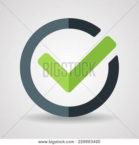 Green Tick Icon Vector Illustration Isolated On White Background - Stock Vector