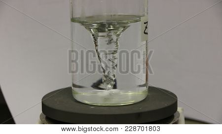 Agitation Of A Wastewater Sample In The Laboratory Of A Wastewater Treatment Plant. The Stirring Is 