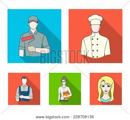 Cook, Painter, Teacher, Locksmith Mechanic.profession Set Collection Icons In Flat Style Vector Symb