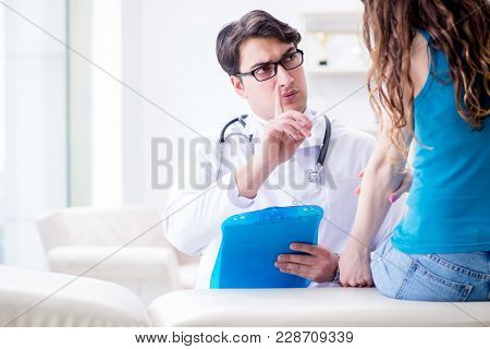 Patient visiting doctor for annual regular check-up in hospital 