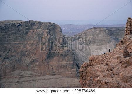 Horizonal Picture Of The Mountains From The Fortress Of Massada During Sunrise Time In Israel