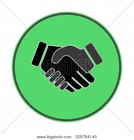 Handshake Flat Design Long Shadow Icon. Business Partnership. Negotiations. Vector Silhouette Symbol