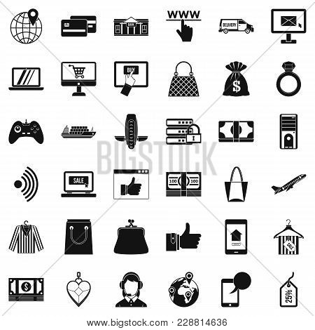 Net Shopping Icons Set. Simple Set Of 36 Net Shopping Vector Icons For Web Isolated On White Backgro