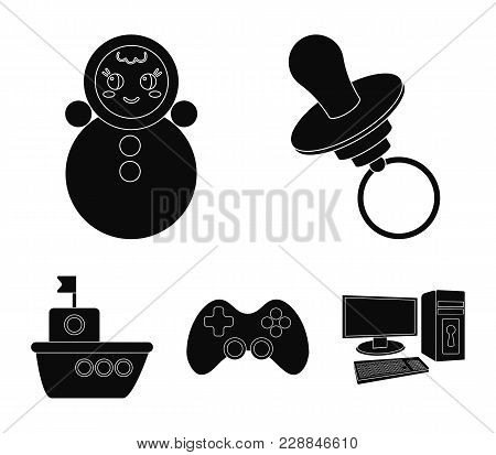 Nipple, Doll Tumbler, Joystick, Ship.toys Set Collection Icons In Black Style Vector Symbol Stock Il