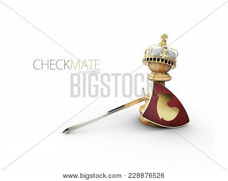 A Chess Pawn In A Knights Armor With Crown Of Queen On The Head , 3d Illustration.